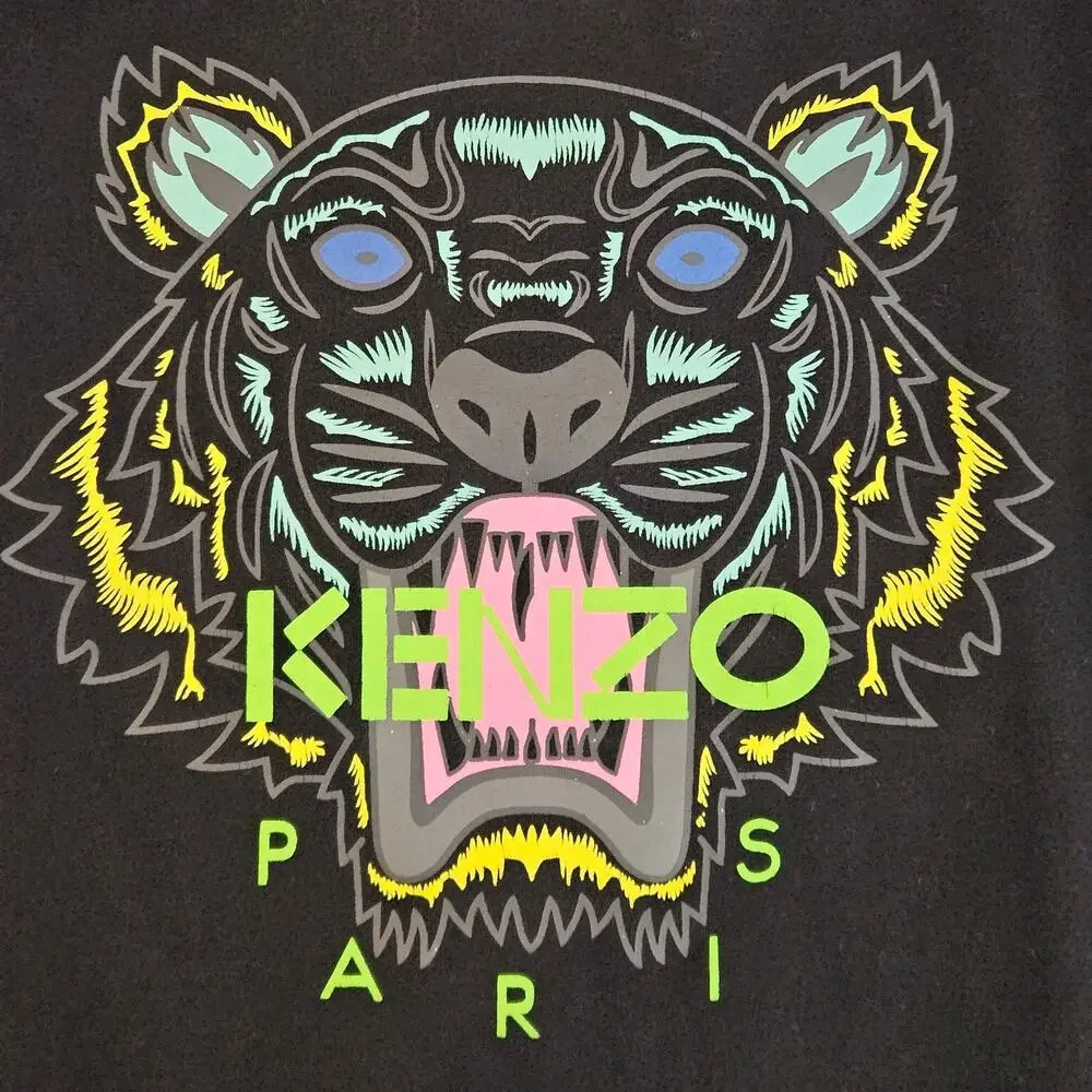 Kenzo Tiger Motif Girl's‎ Jersey Black Dress Sz 12 | FLAWS | PLAY CONDITION
